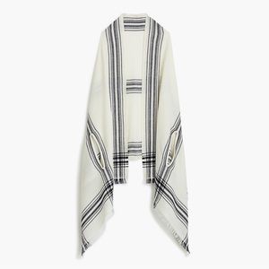 J. Crew Blanket stripe cape-scarf, Ivory/Grey, new/never worn with tags